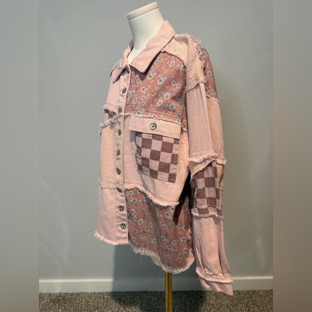 POL Pink Patchwork Jean Jacket NWT - image 2